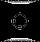 Deux formes abstraites en ligne droite opposées l'une à l'autre horizontalement et une forme abstraite sphérique difforme.